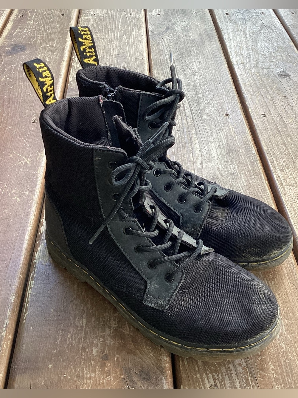 Dr. Martens Combs Poly Casual Black Canvas Ankle Boots Shoes Womens Size 7 - Picture 3 of 8